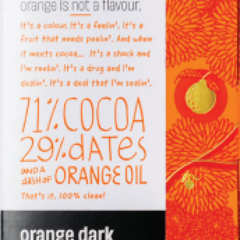 chocolate| The Whole Truth Orange Dark Chocolate – No Added Sugar (71% Cocoa, 29% Dates, Orange Oil)