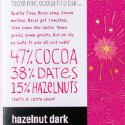 chocolate| Hazelnut Dark Chocolate Bar - 47% Cocoa, No Added Sugar, Enriched with Dates & Nuts | Gourmet Sugar-Free Chocolate